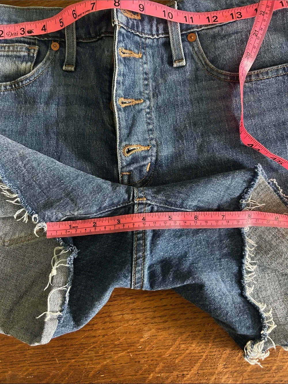 High rise denim shorts